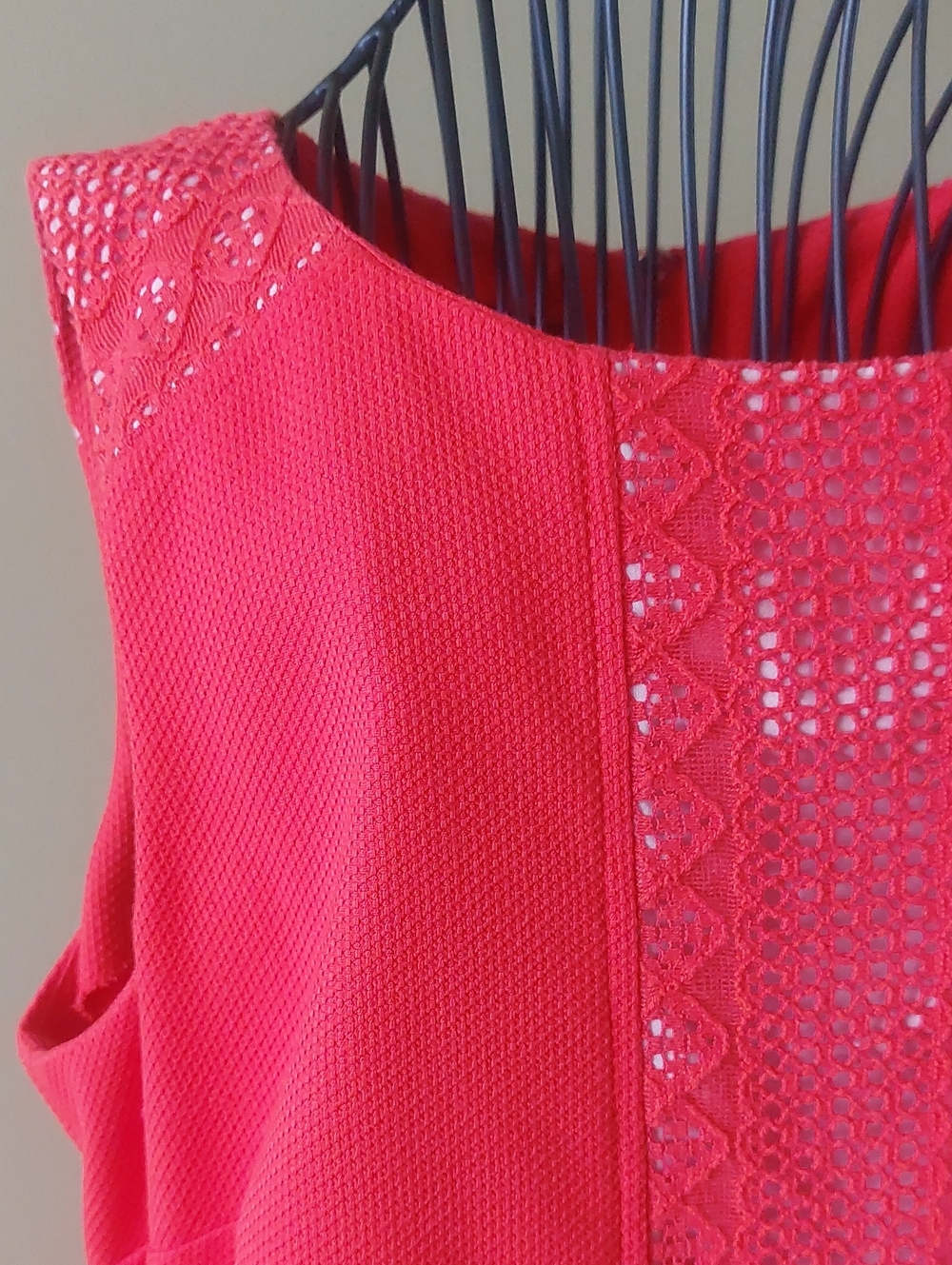 Nine West Coral Crochet-Panel Sleeveless Dress, Size 12